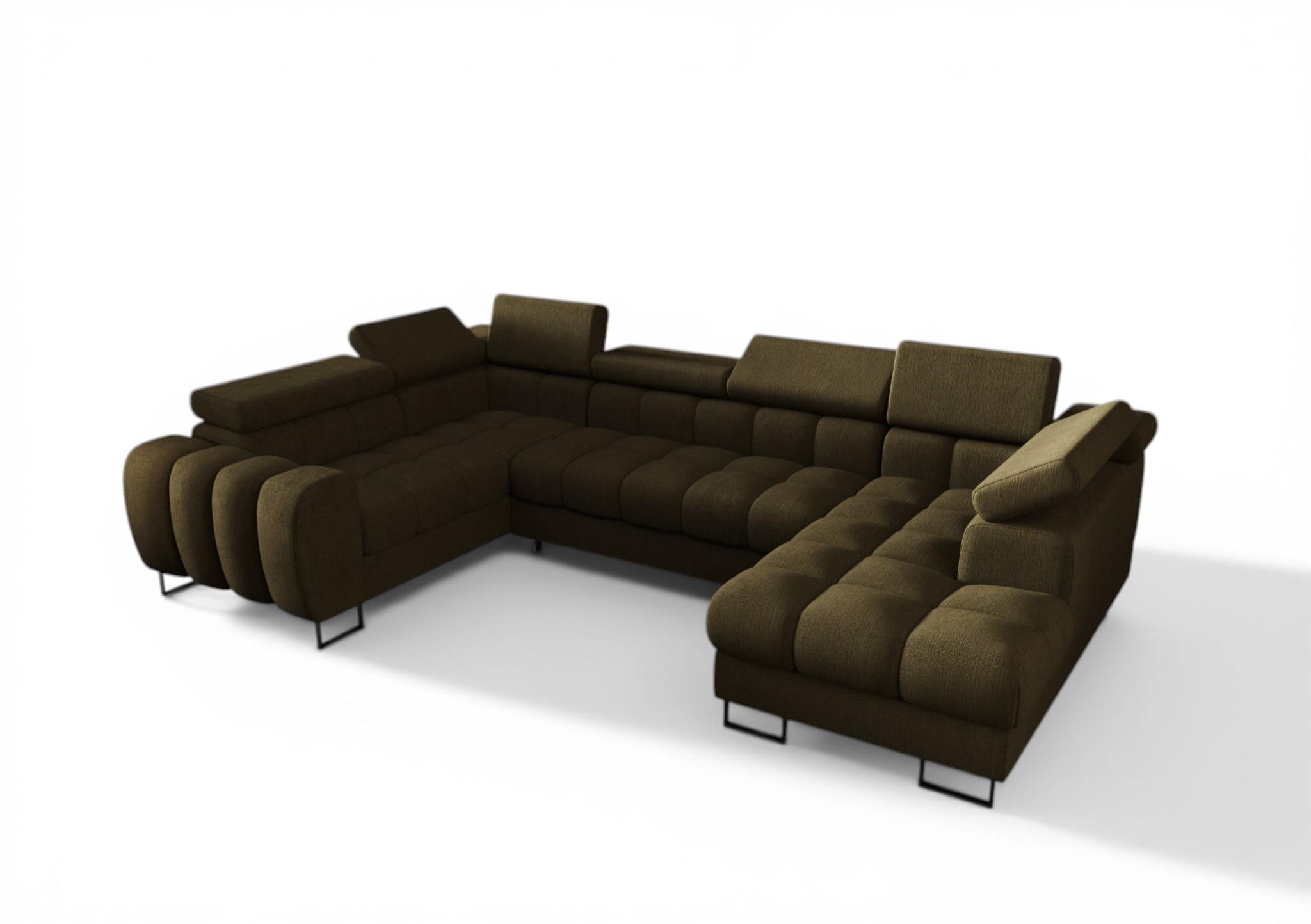 WOHNLANDSCHAFT Bastien - Dunkelgrün, Holzwerkstoff/Textil (350/95/195cm) - Fun Möbel