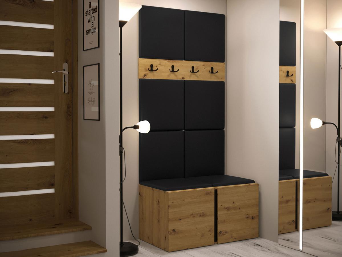 GARDEROBEN-SET Orion IV - Schwarz/Eiche Artisan, Holzwerkstoff/Kunststoff (84/186/46cm) - MIRJAN24