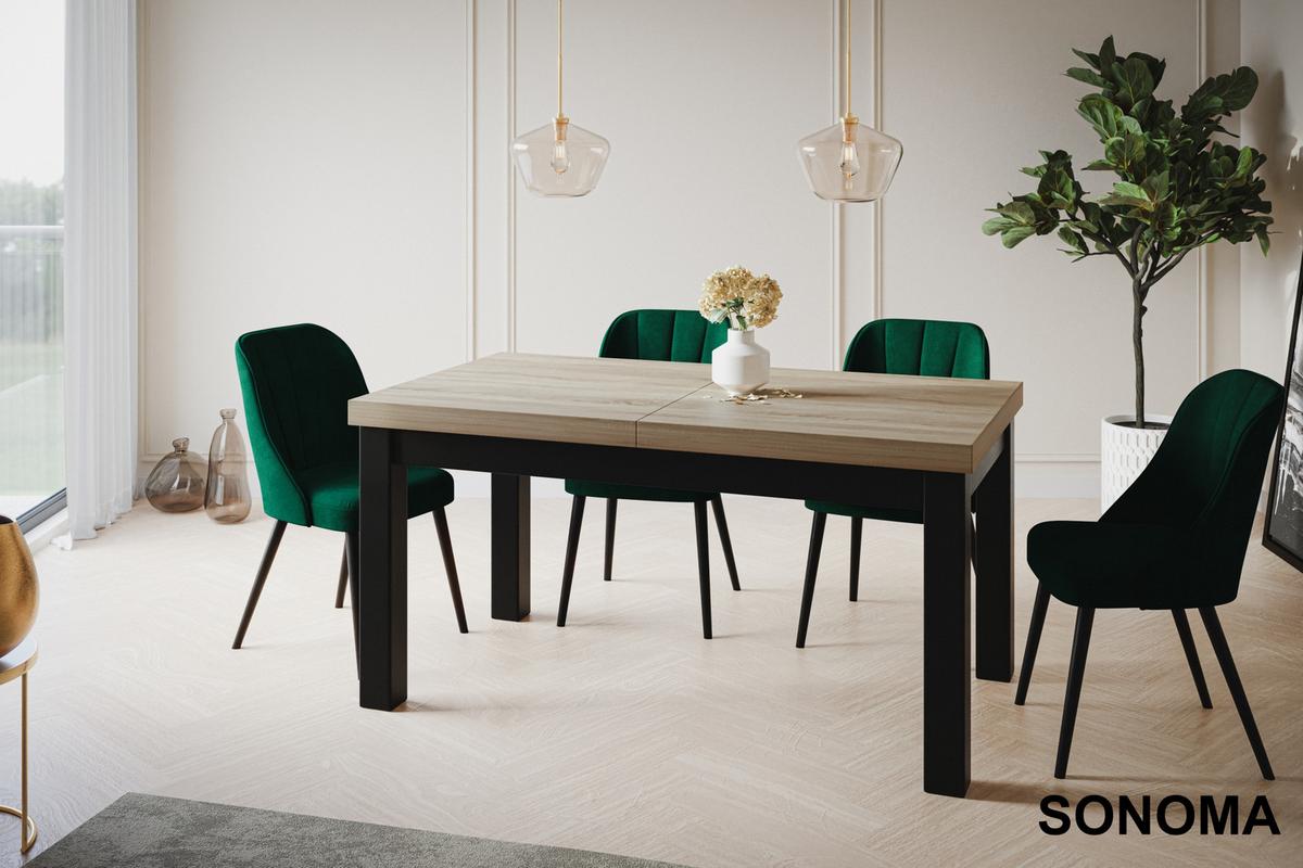 RECHTECKIGER Esstisch Ausziehbar – Moderner Wohnzimmertisch Küchentisch und Esszimmertisch – Tisch mit Holzbeinen, Maßen von 140 – 180 cm – Sonoma - Schwarz/Sonoma Eiche, Holzwerkstoff (140/80/78cm) - Alpi-Möbel