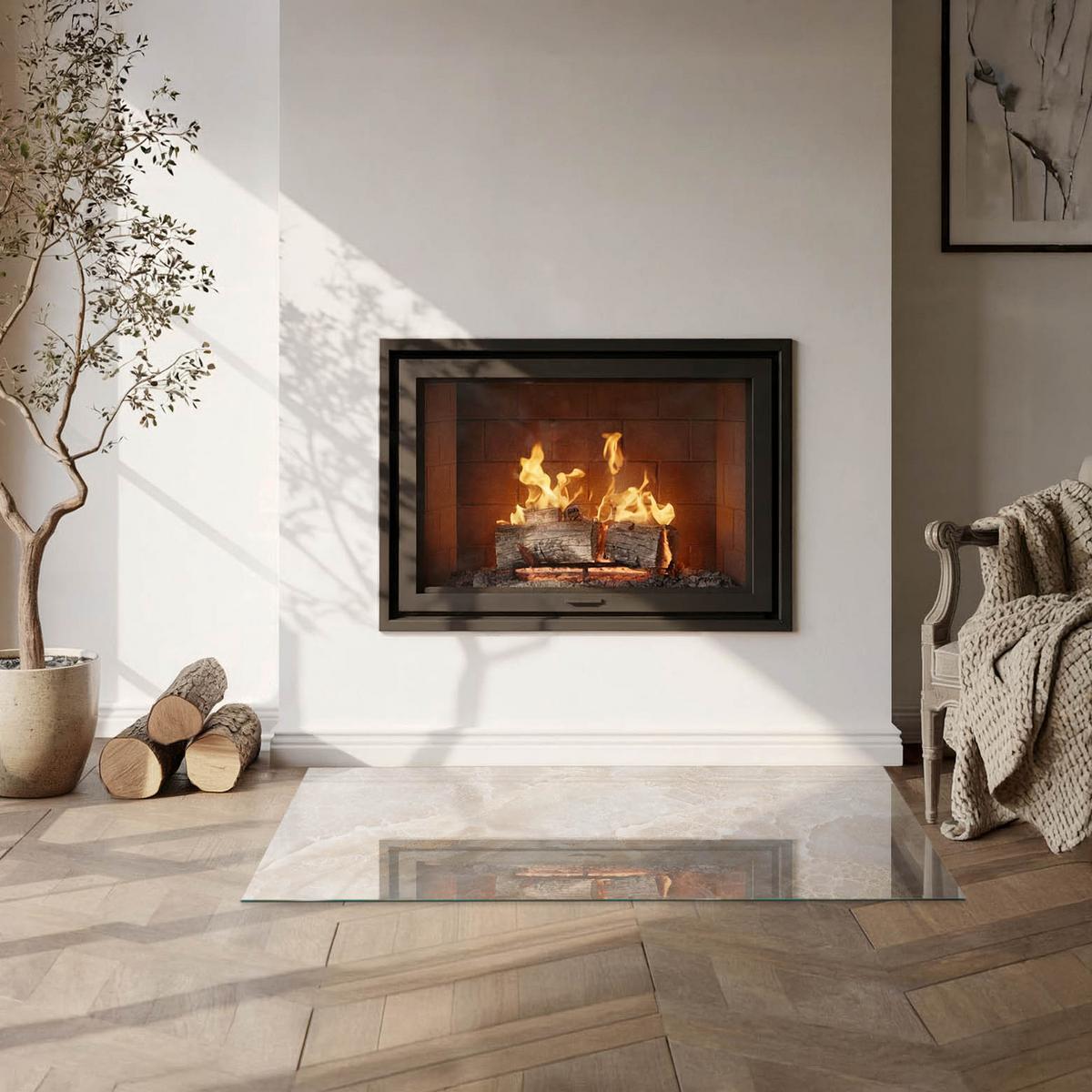 GLASPLATTE für Kamin 100x50 cm - Beige, Glas (100/50/0.4cm) - TULUP