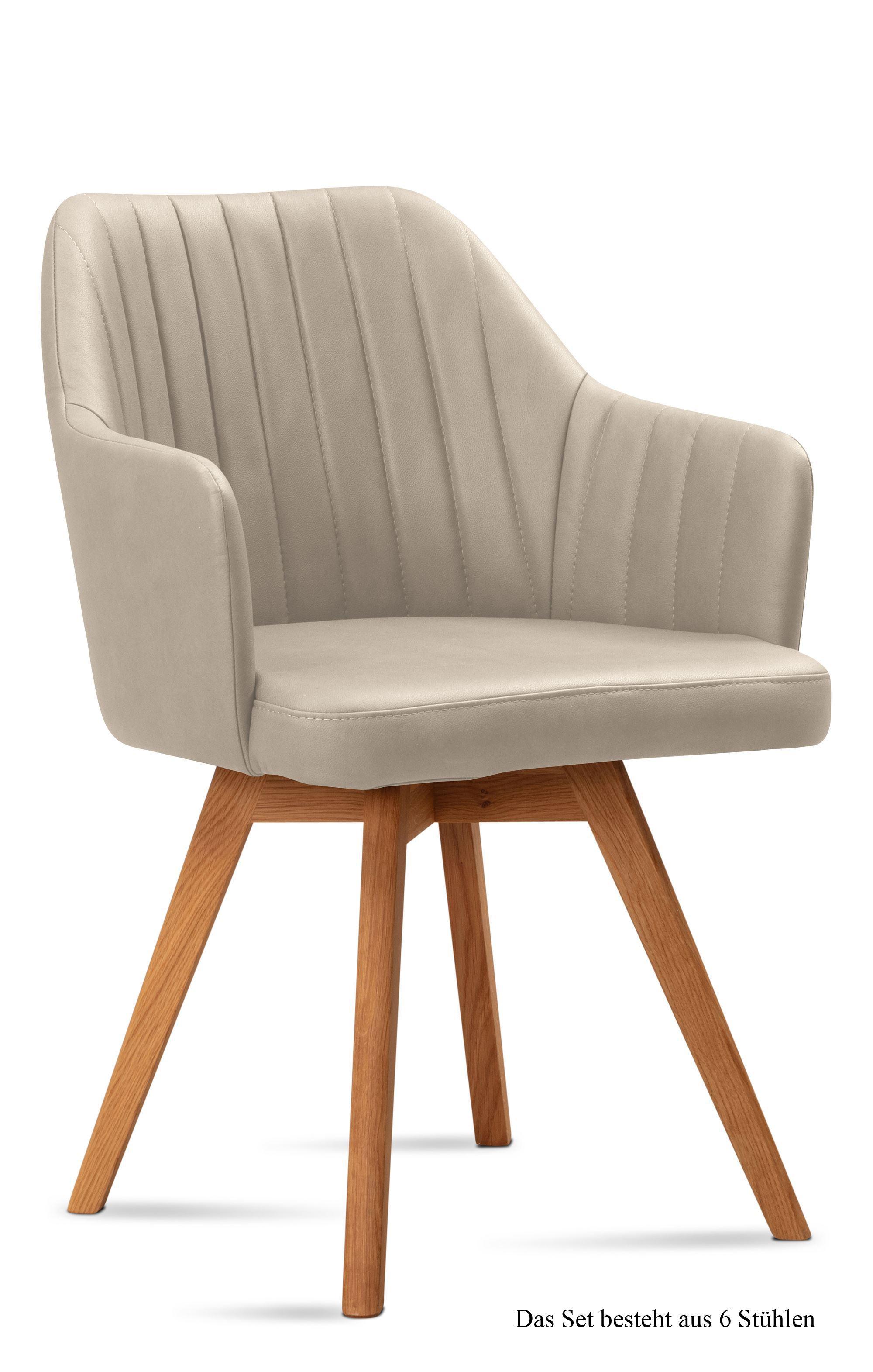 ARMLEHNSTUHL (6er-Set) Domna 58x81x60 Eiche geölt/Natur - Eichefarben/Naturfarben, Kunststoff (60/81/58cm) - 58aufmkessel
