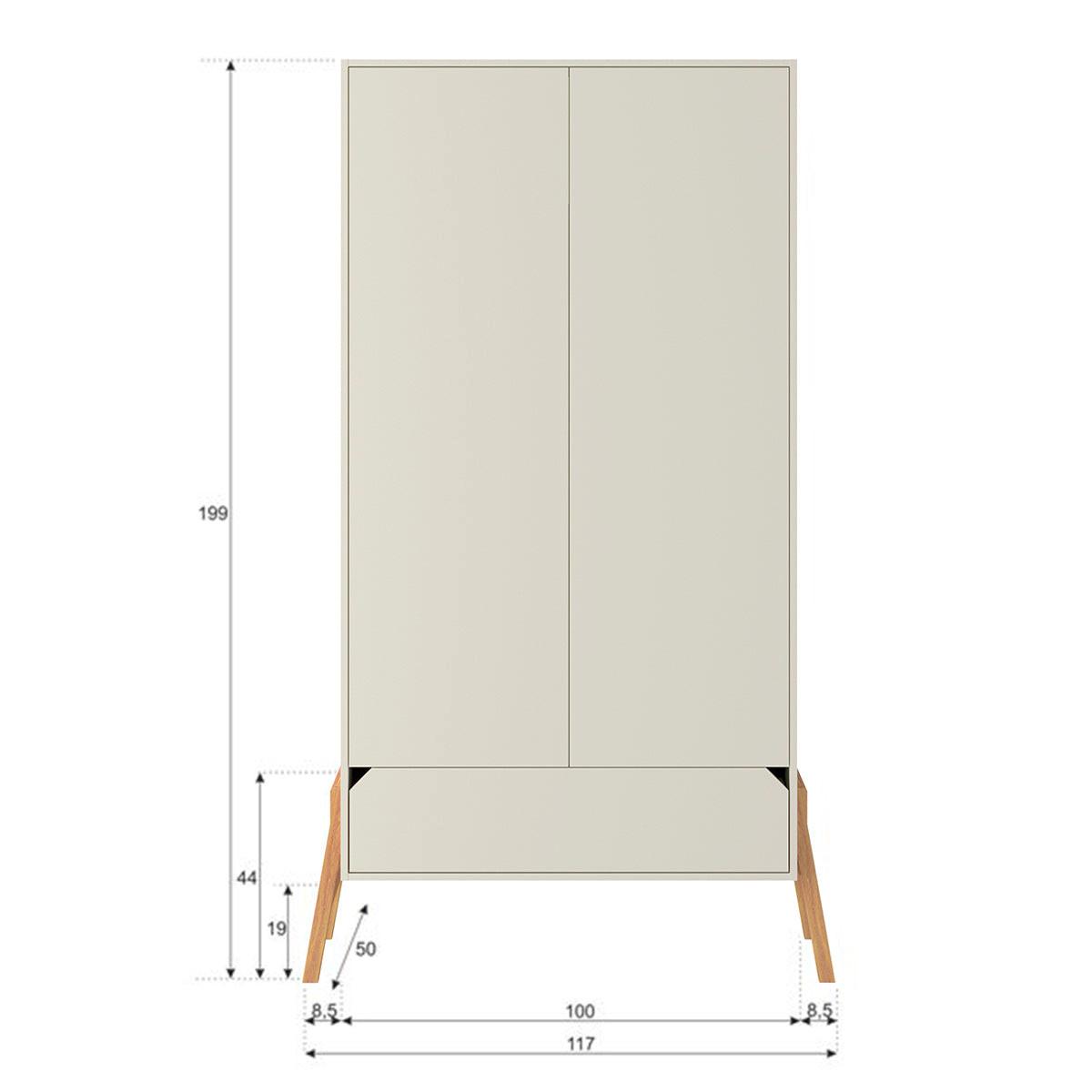 SCHRANK 2 Türen Kaschmir - Beige, Holzwerkstoff (117/199/50cm) - Petits-meubles