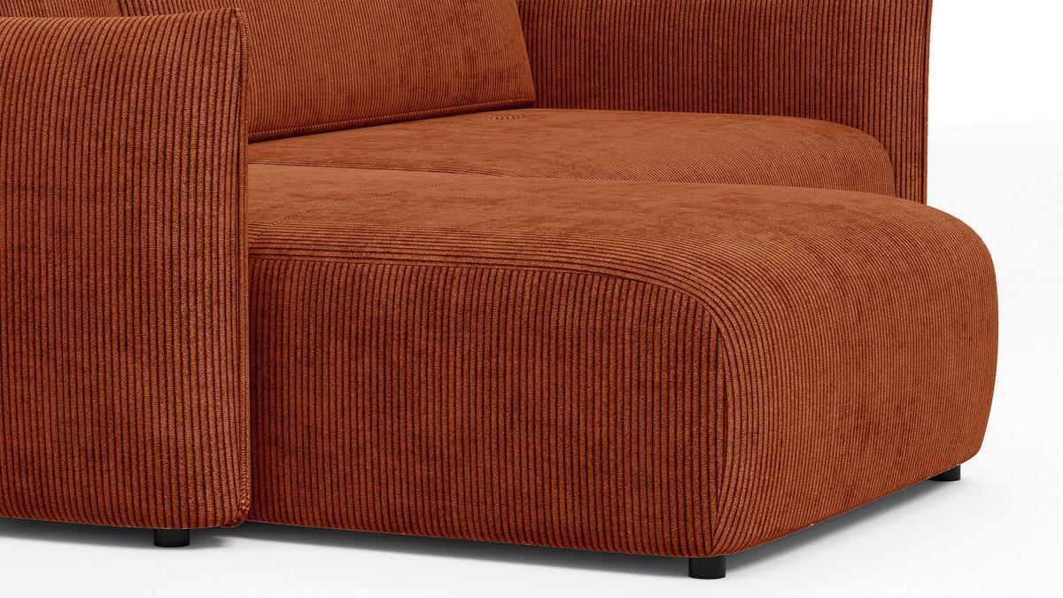 ECKSOFA TAUER 3-Sitzer rechts, orange - Schwarz/Orange, Holz/Textil (248/173cm) - Wozimo