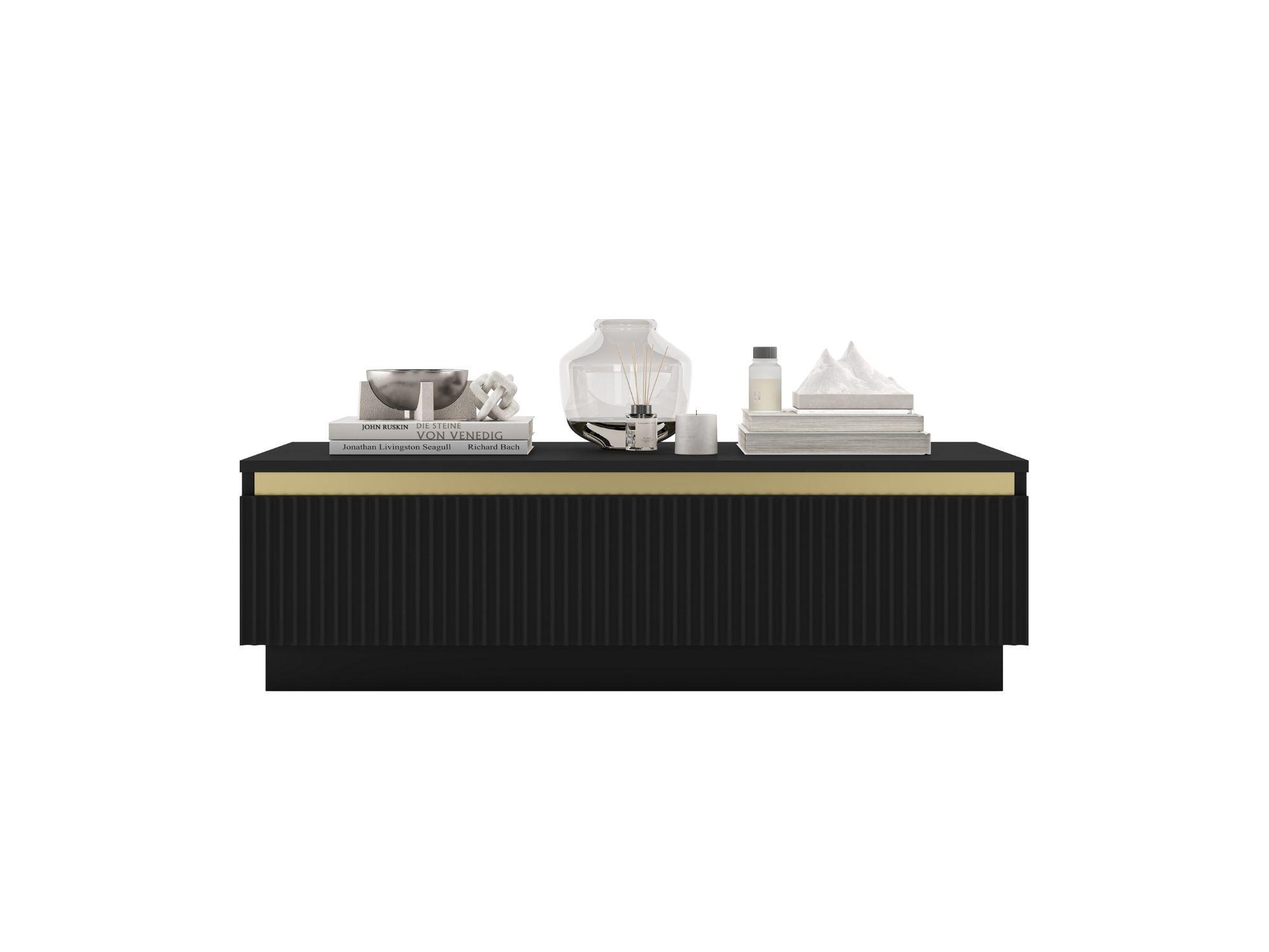 COUCHTISCH Selene Schwarz matt 109 cm mit Sockel - Schwarz, Holzwerkstoff (50/109/32cm) - Meble Lindner