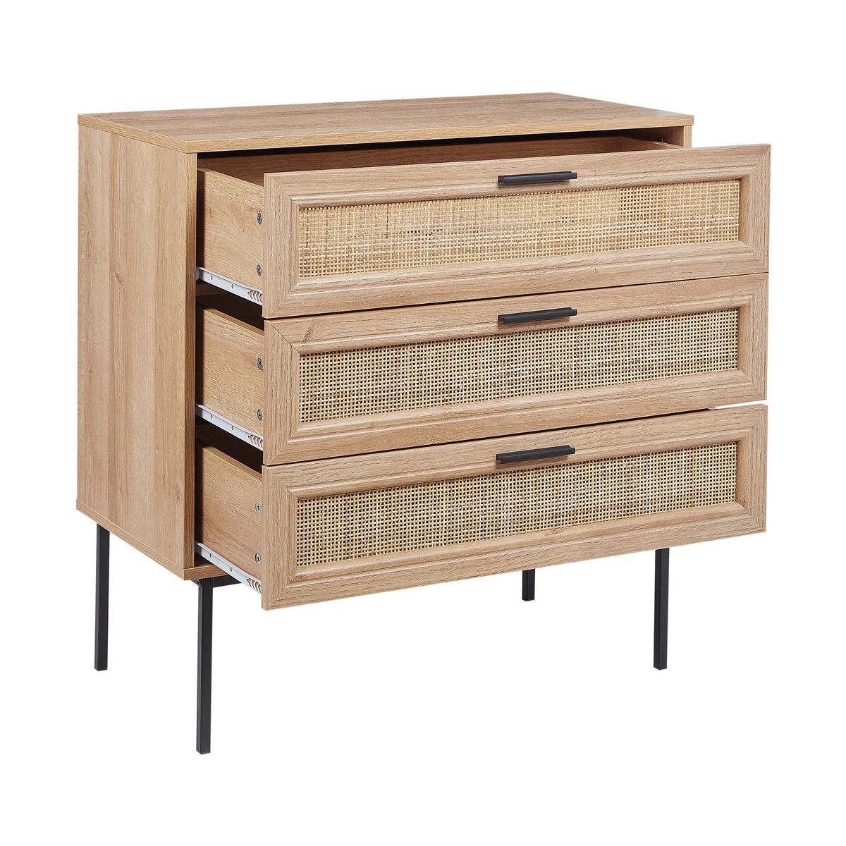 KOMMODE mit 3 Schubladen Hellbraun Pasco - Braun, Holzwerkstoff (80/80/40cm) - Beliani