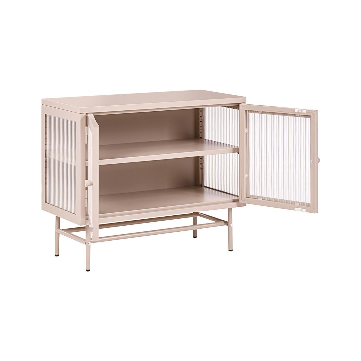 SIDEBOARD mit Glastüren Metall 77 cm Beige Devon - Beige, Metall (77/64/35cm) - Beliani