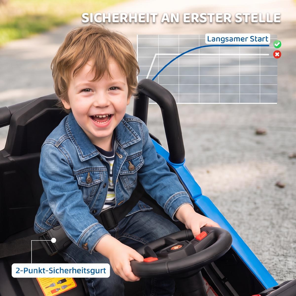 KINDER-ELEKTROAUTO Kunststoff Metall Blau - Blau, Kunststoff (96/61/56cm) - AIYAPLAY