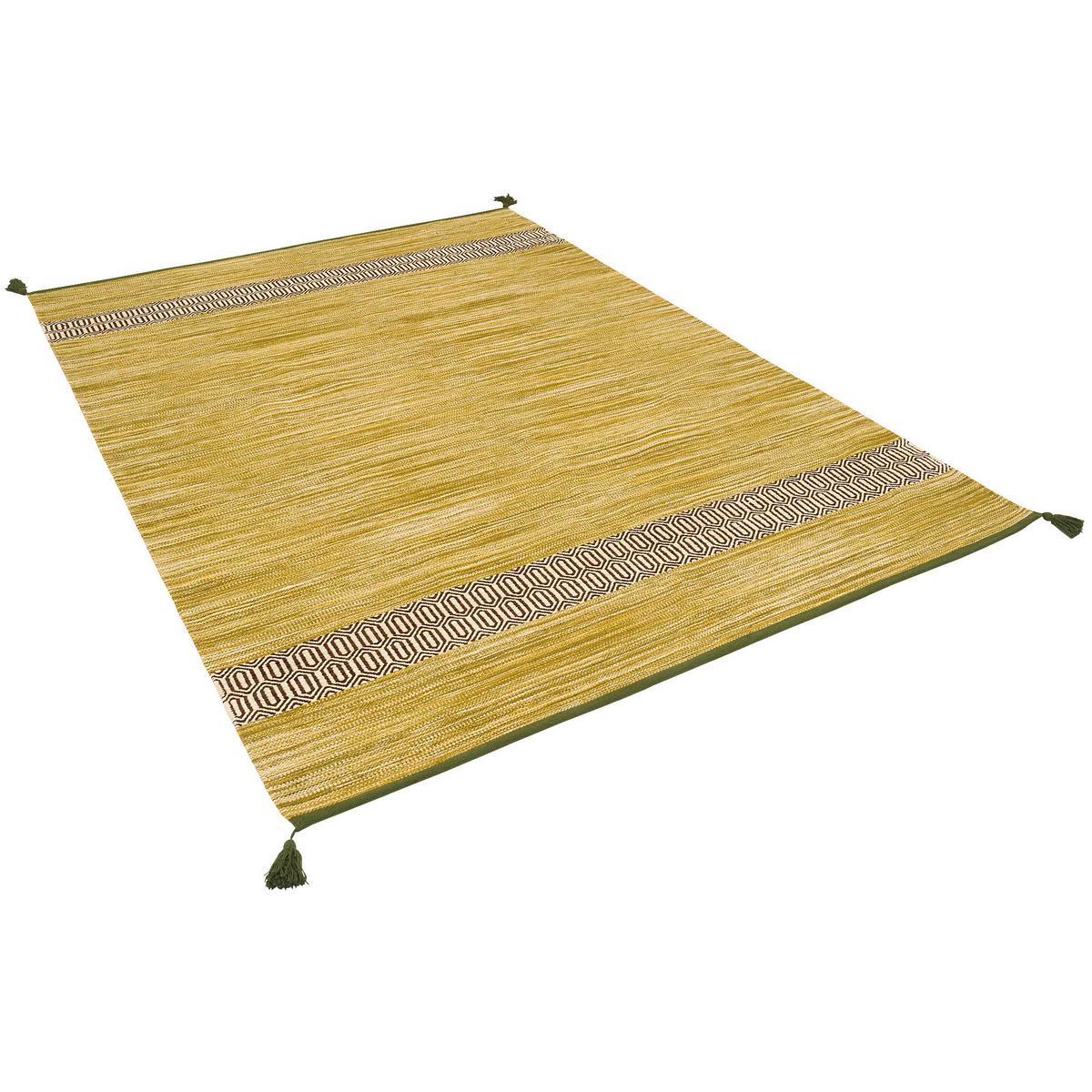 NATUR BAUMWOLLE TEPPICH KELIM TOSKANA - Grün, Textil (140/200cm) - Pergamon