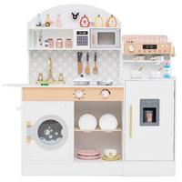 SPIELKÜCHE Weiß - Weiß, Holzwerkstoff (106/105/30cm) - COSTWAY