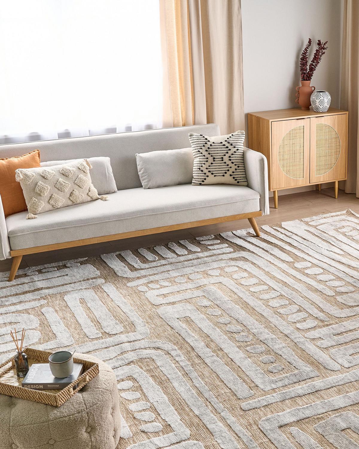 TEPPICH Beige 300/400 cm Mandai - Hellgrau, Textil (300/400cm) - Beliani