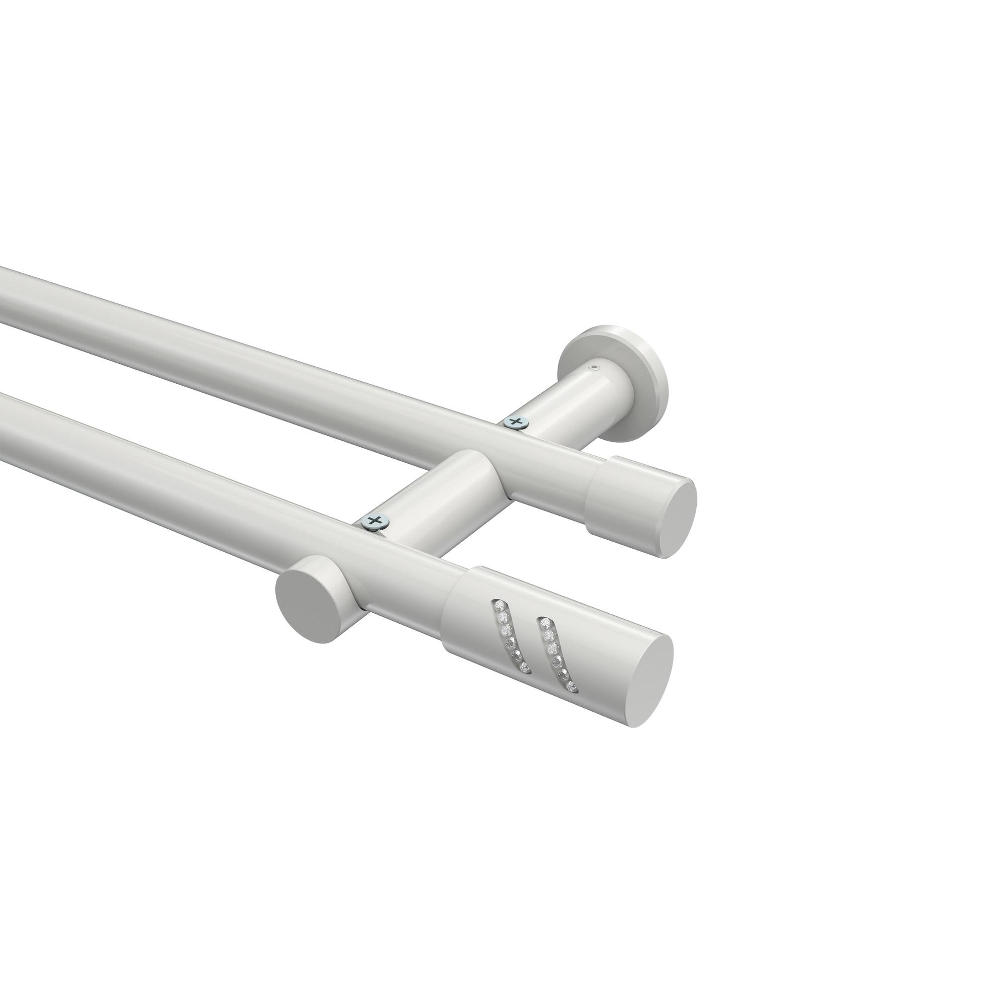 GARDINENSTANGE Platon Zoena 400 cm (geteilt in 2 x 200 cm), 2-läufig (ohne Ringe), 20 mm Ø Weiß - Weiß, Metall (400cm) - INTERDECO