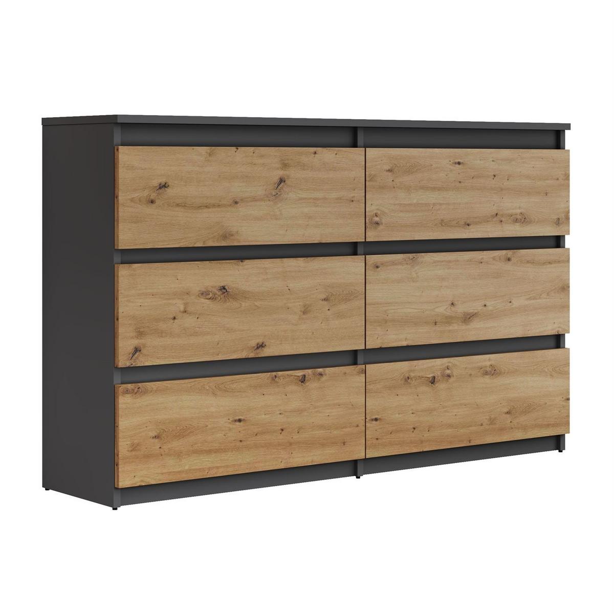 SIDEBOARD HANA M6 Artisan Eiche / Anthrazit 120cm - Eiche Artisan, Holzwerkstoff (120/74.4/30cm) - Lookway