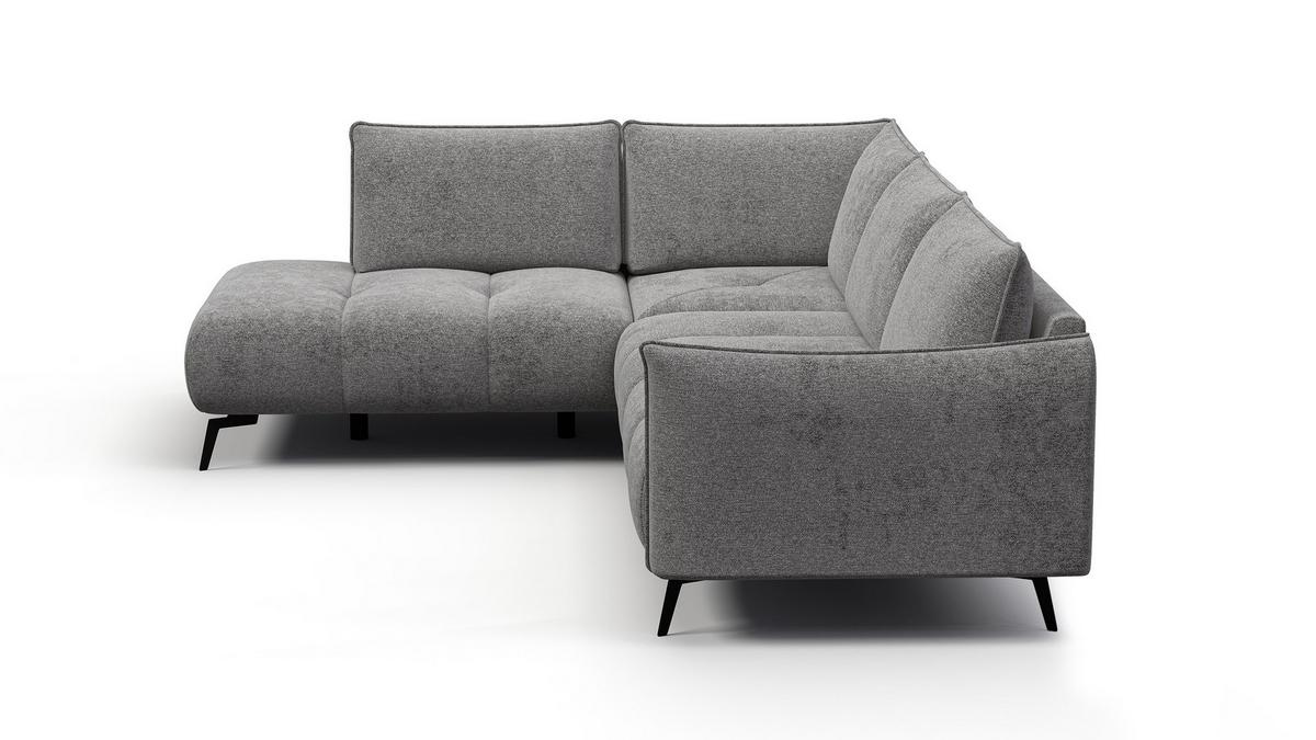 ECKSOFA AERA 5-Sitzer links, platingrau - Schwarz/Grau, Holz/Textil (268/206cm) - Wozimo