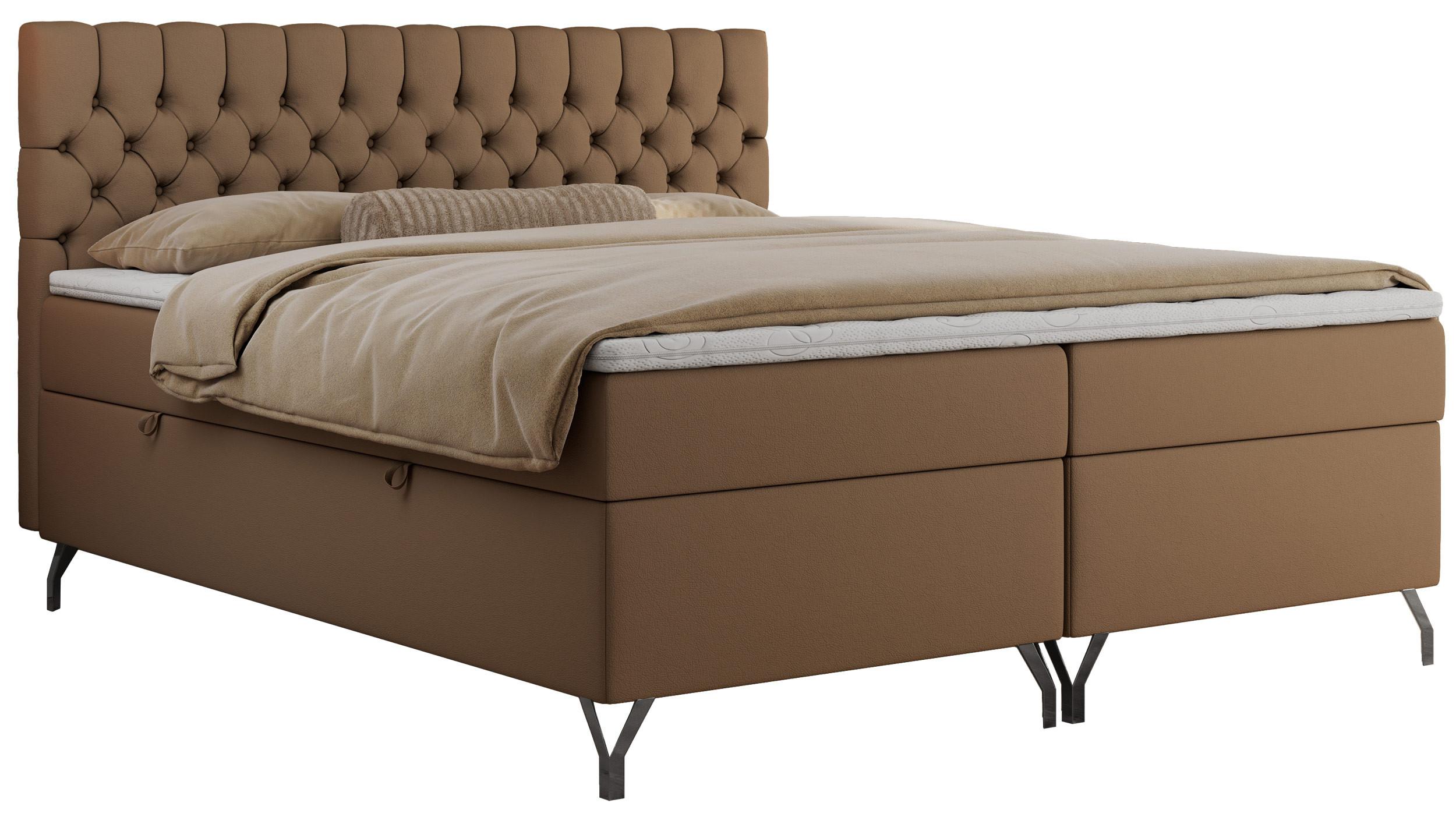 BOXBETT GRIMALDI 200/200 Braun Kunstleder - H3 - Braun, Holz/Textil (200/200cm) - MKS