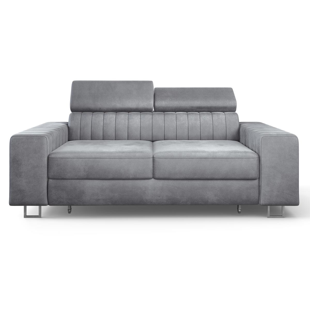 BETTSOFA SOLAN Hellgrau Velours-Stoff mit Schlaffunktion - Hellgrau, Holz/Textil (194/88/90cm) - MASSENO