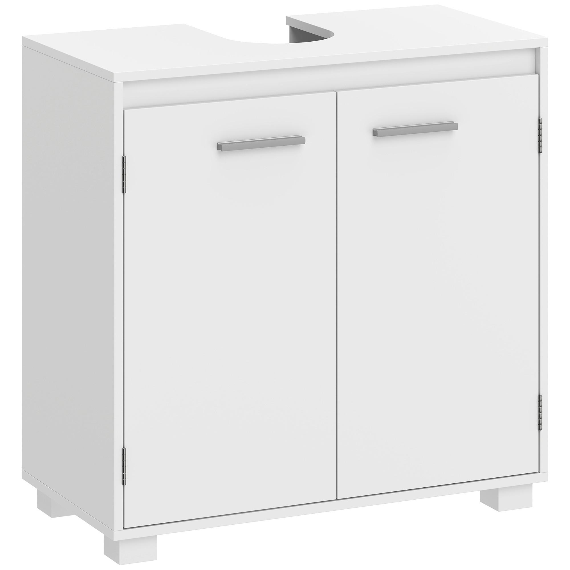 WASCHBECKENUNTERSCHRANK MDF Weiß - Silberfarben/Weiß, Holzwerkstoff/Metall (30/60/60cm) - HOMCOM