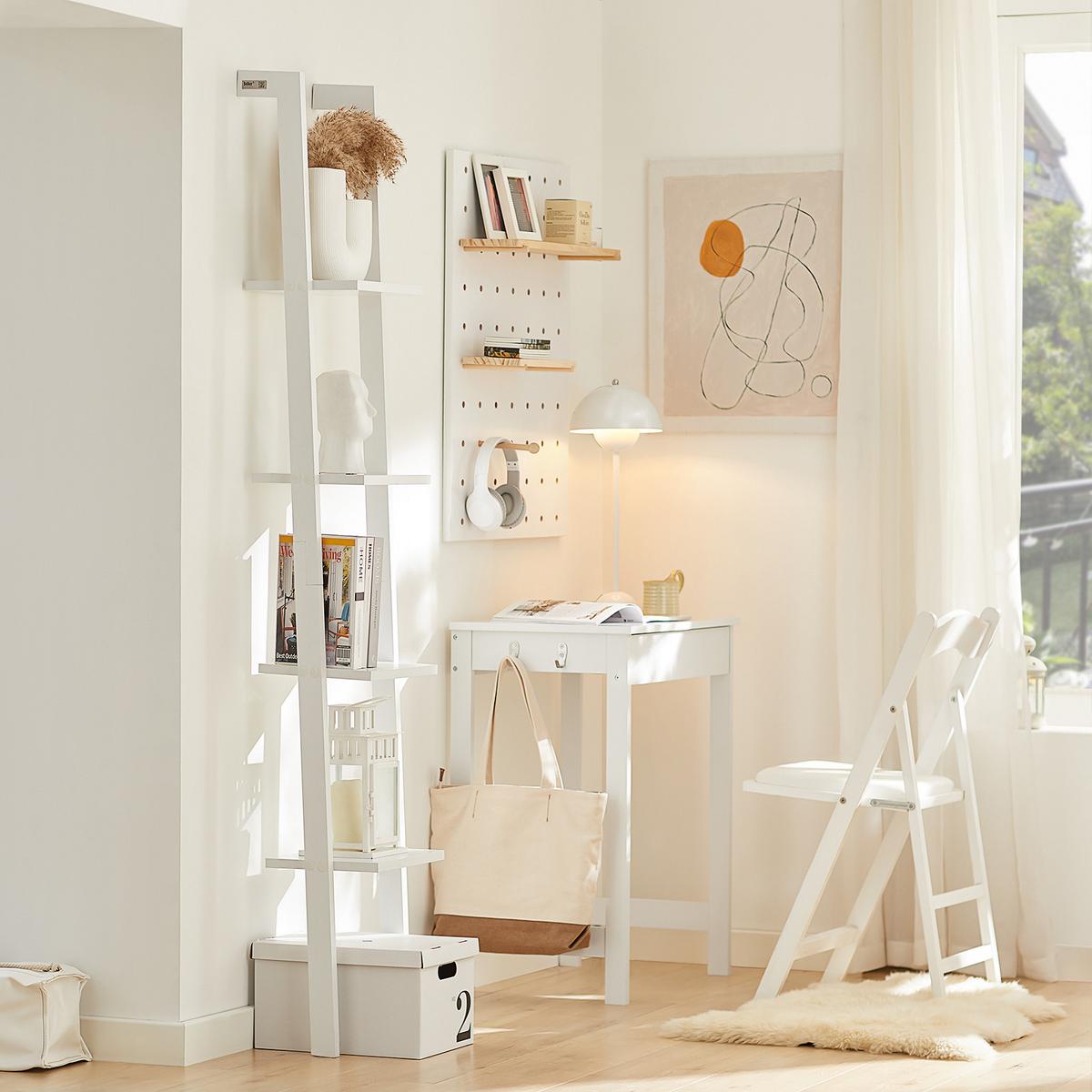 LEITERREGAL Weiß - Weiß, Holzwerkstoff (33/180/23cm) - SoBuy