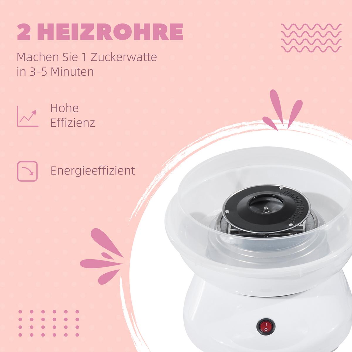 ZUCKERWATTEMASCHINE Weiß - Weiß, Kunststoff (26/18/27cm) - HOMCOM