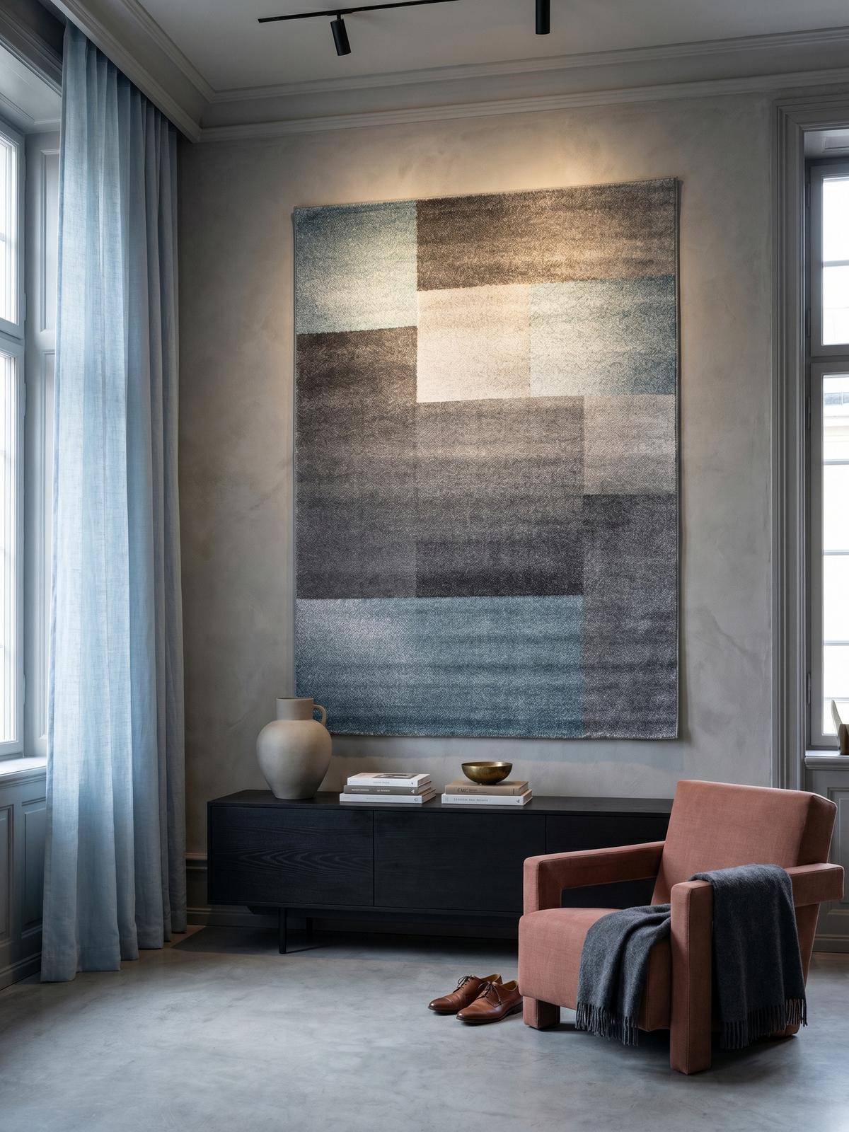 TEPPICH Kurzflor SOLDA in Blau, kariert, 140 x 200 cm - Blau, Textil (140/200cm) - KADIMA DESIGN