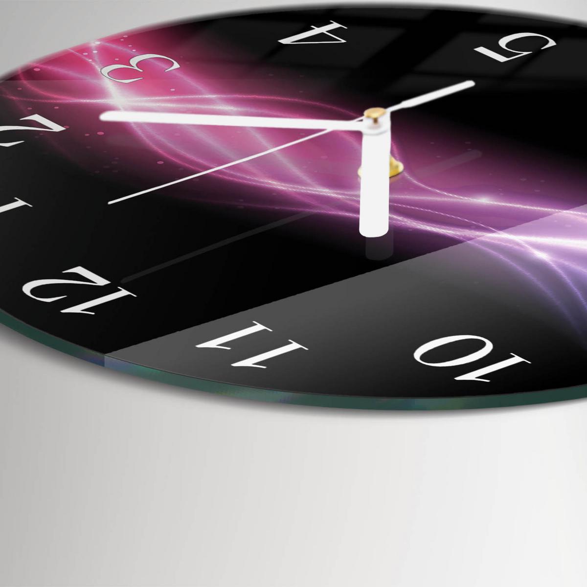 WANDUHR aus Glas Ø30 cm - Abstrakte Linien - Lila, Glas (30/30/0.4cm) - TULUP