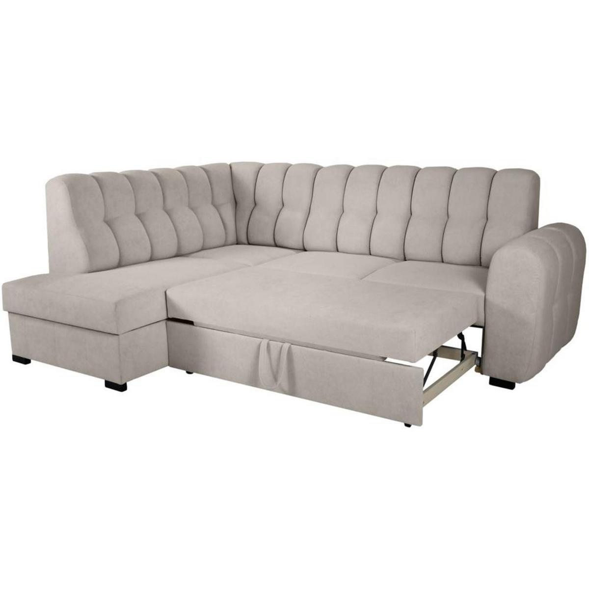 ECKSCHLAFSOFA Zoja links cappuccino - Schwarz/Cappuccino, Textil (261/193cm) - Beautysofa
