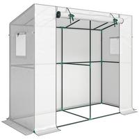 GEWÄCHSHAUS, 200L x 76B x 170H cm - Weiß, Metall (76/170/200cm) - Outsunny