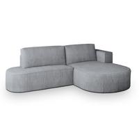 ECKSOFA CORTIO P R-S Hellgrau Kordstoff mit Schlaffunktion - Hellgrau, Holz (265/174cm) - MASSENO