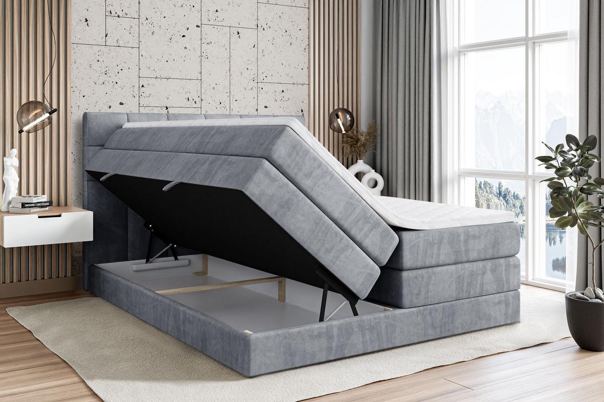 BOXSPRINGBETT BRUGO KING - 140 x 200 - H3/H4 - Grau - Grau, Holzwerkstoff (140/200cm) - ALTDECOR