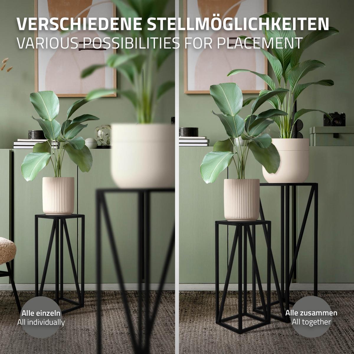 BLUMENSTÄNDER 2er Set Schwarz 21,5x21,5x57,4 cm/26x26x73,5 cm Stahl - Goldfarben, Metall (26/26/73.5cm) - ML-DESIGN