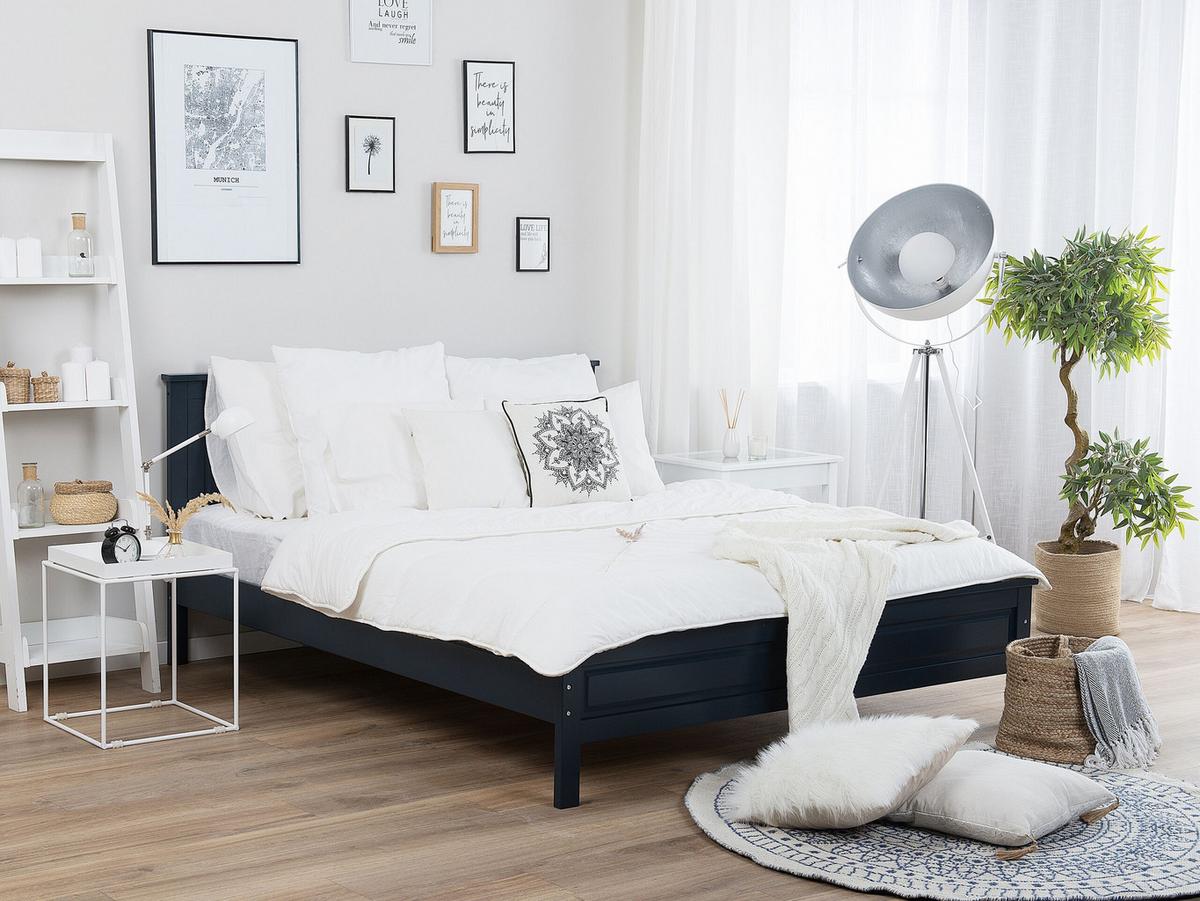HOLZBETT 140/200cm Dunkelblau Olivet - Dunkelblau, Holz (140/200cm) - Beliani