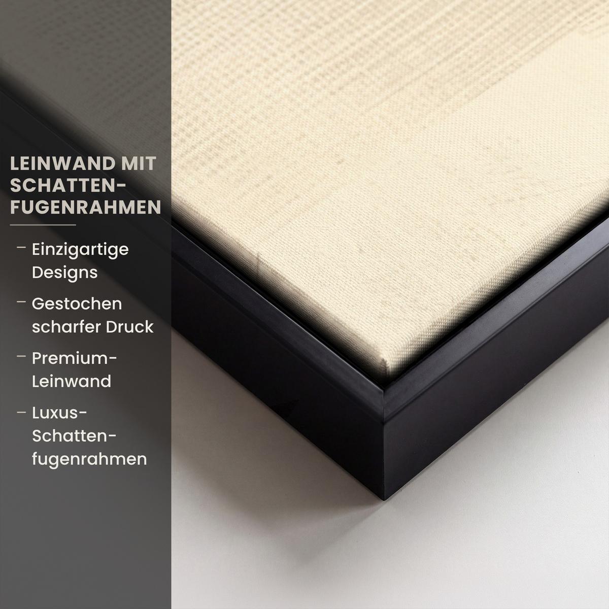 LEINWAND Bilder mit Rahmen - Abstrakt - Geometrische Formen - Schwarz - Gold - 90x90 - Ecru, Textil (90/90cm) - MuchoWow