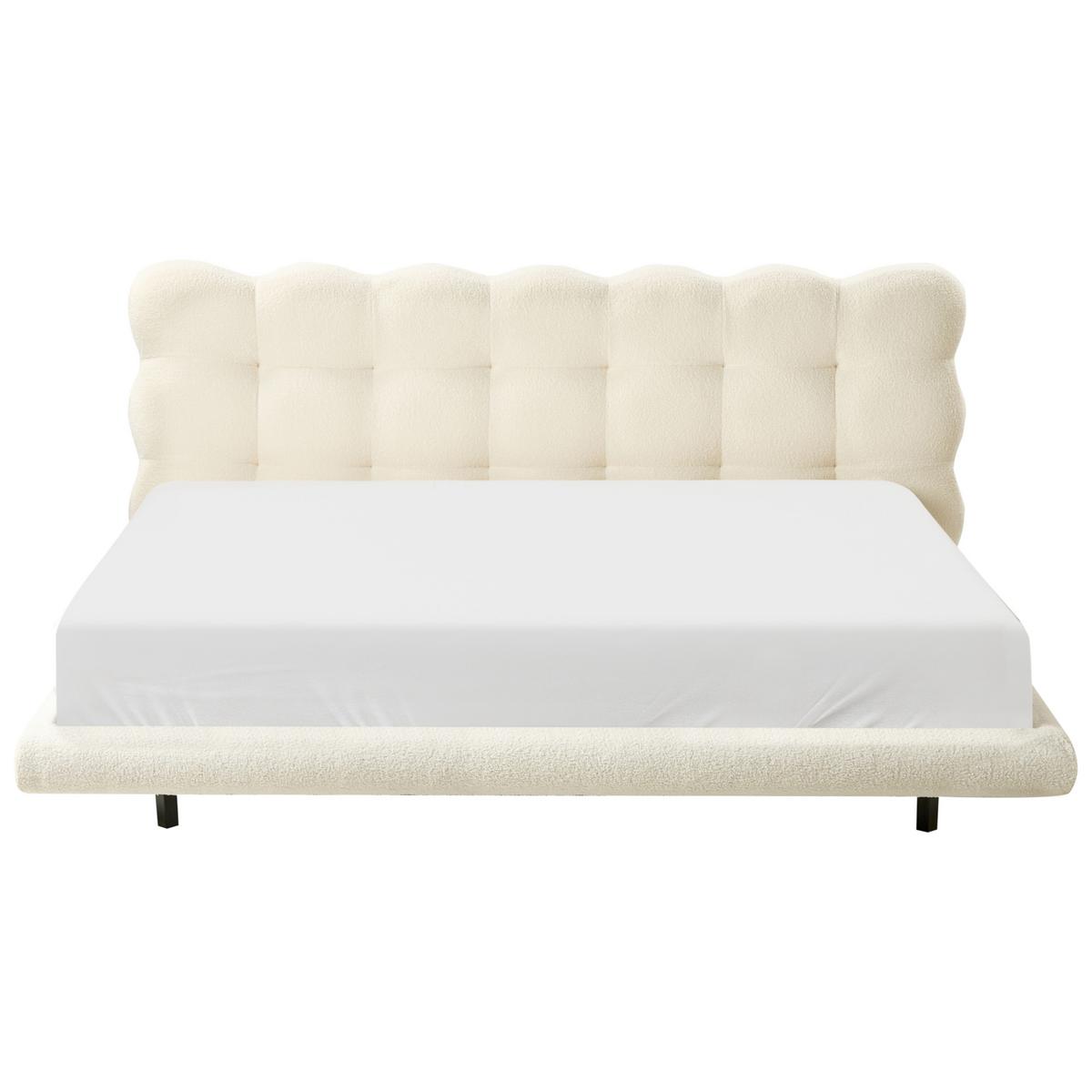 BETT mit Lattenrost 180/200 cm Bouclé Cremeweiß Soulisse - Creme, Textil (180/200cm) - Beliani