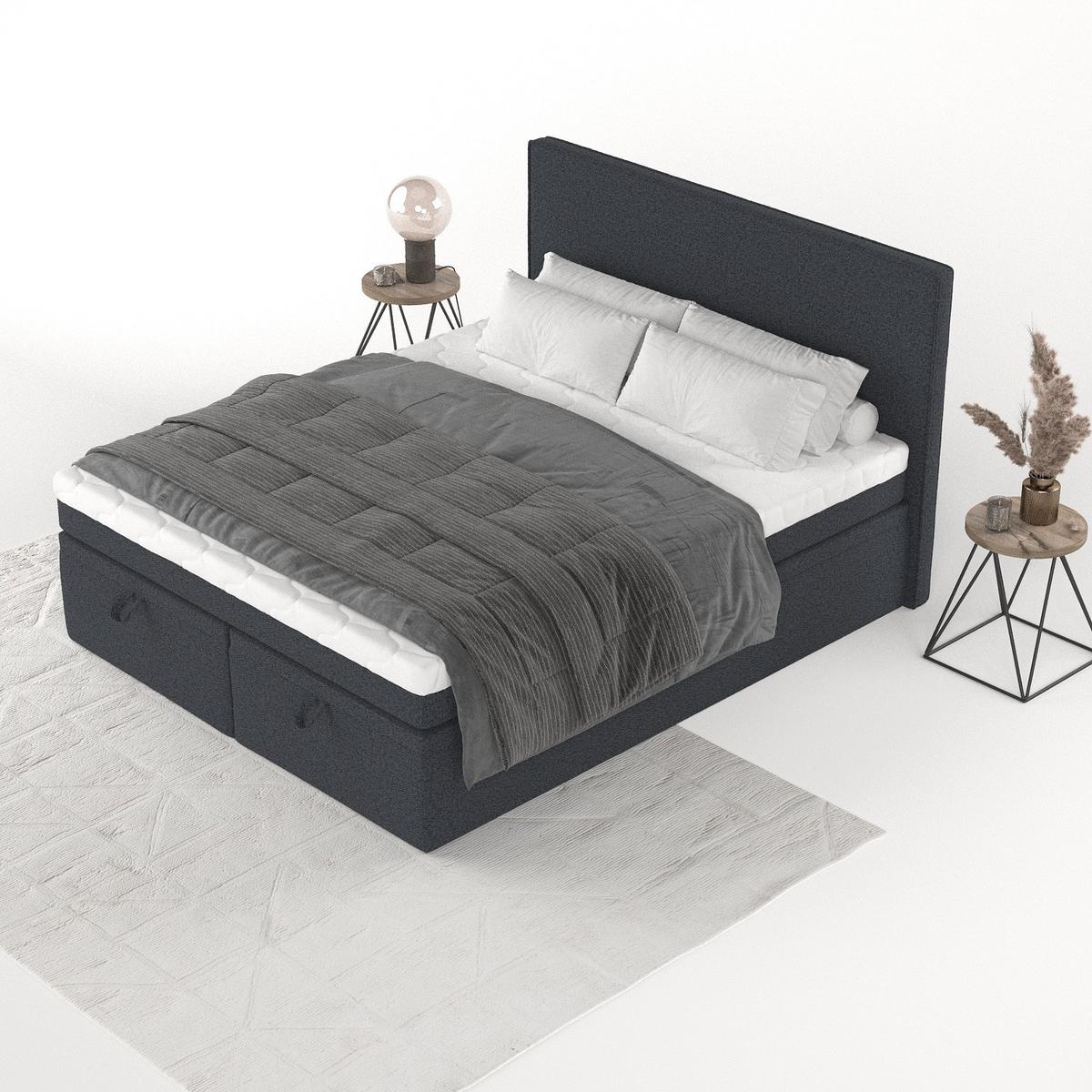 BOXBETT Zalla 140/200 cm Anthrazit im Riva Stoff - Anthrazit/Schwarz, Holz/Holzwerkstoff (140/200cm) - AltaBeds
