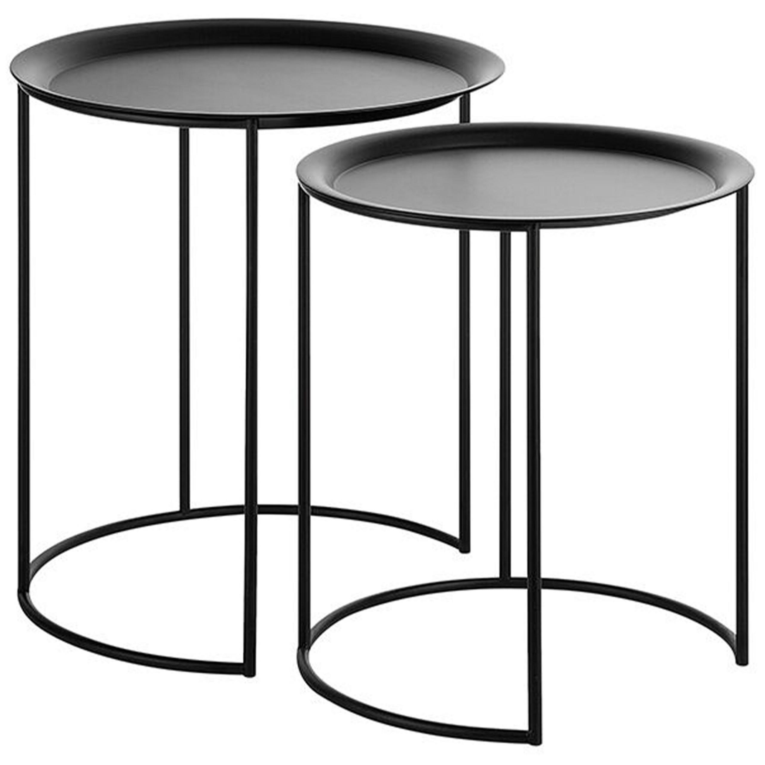 BEISTELLTISCH 2er-Set Rund Schwarz Twins - Schwarz, Metall (40/40/45cm) - Beliani