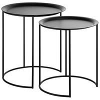 BEISTELLTISCH 2er-Set Rund Schwarz Twins - Schwarz, Metall (40/40/45cm) - Beliani