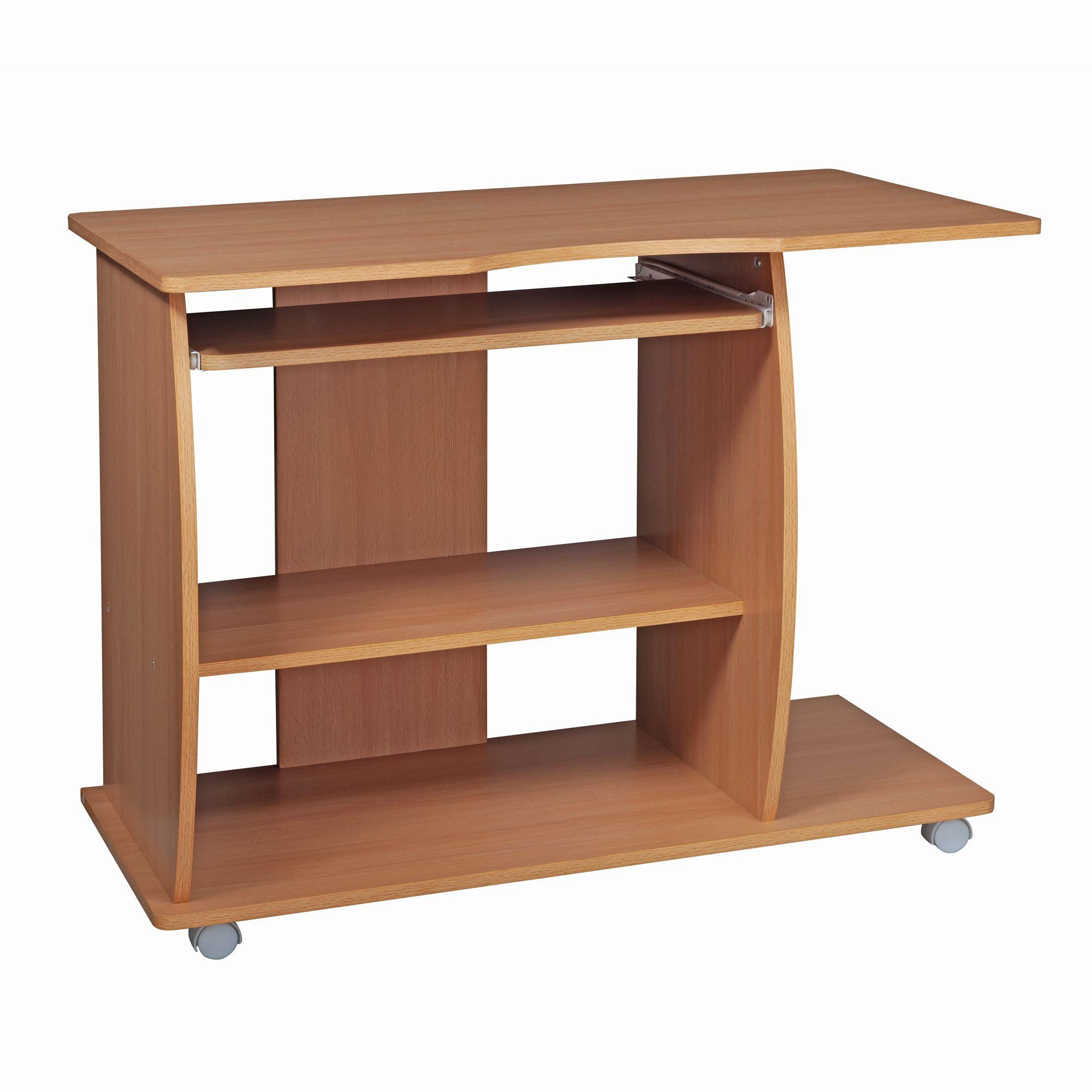 COMPUTERTISCH Rollbar Mit Tastaturauszug Und Druckerablage GRASSE, Sonoma 48x94x90 cm - Beige, Holzwerkstoff (94/48/90cm) - KADIMA DESIGN