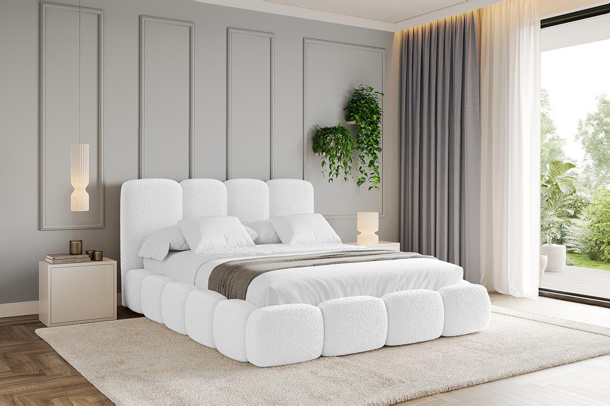 POLSTERBETT mit Bettkasten und Lattenrost, Boxbett ohne Matratze - KALA 200x200 Weiß - Weiß, Holzwerkstoff/Textil (200/200cm) - ALTDECOR