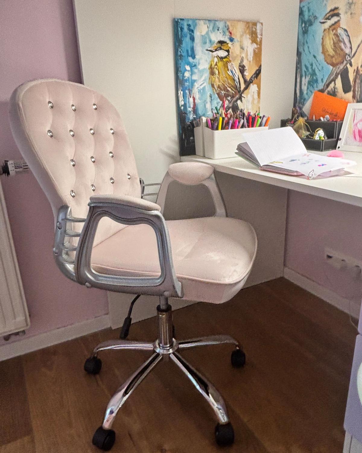 BÜROSTUHL Samtstoff Rosa Princess - Pink, Textil/Metall (60/98/60cm) - Beliani