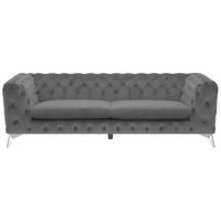 3-SITZER-SOFA Samtstoff Grau Sotra - Grau, Textil (224/70/85cm) - Beliani