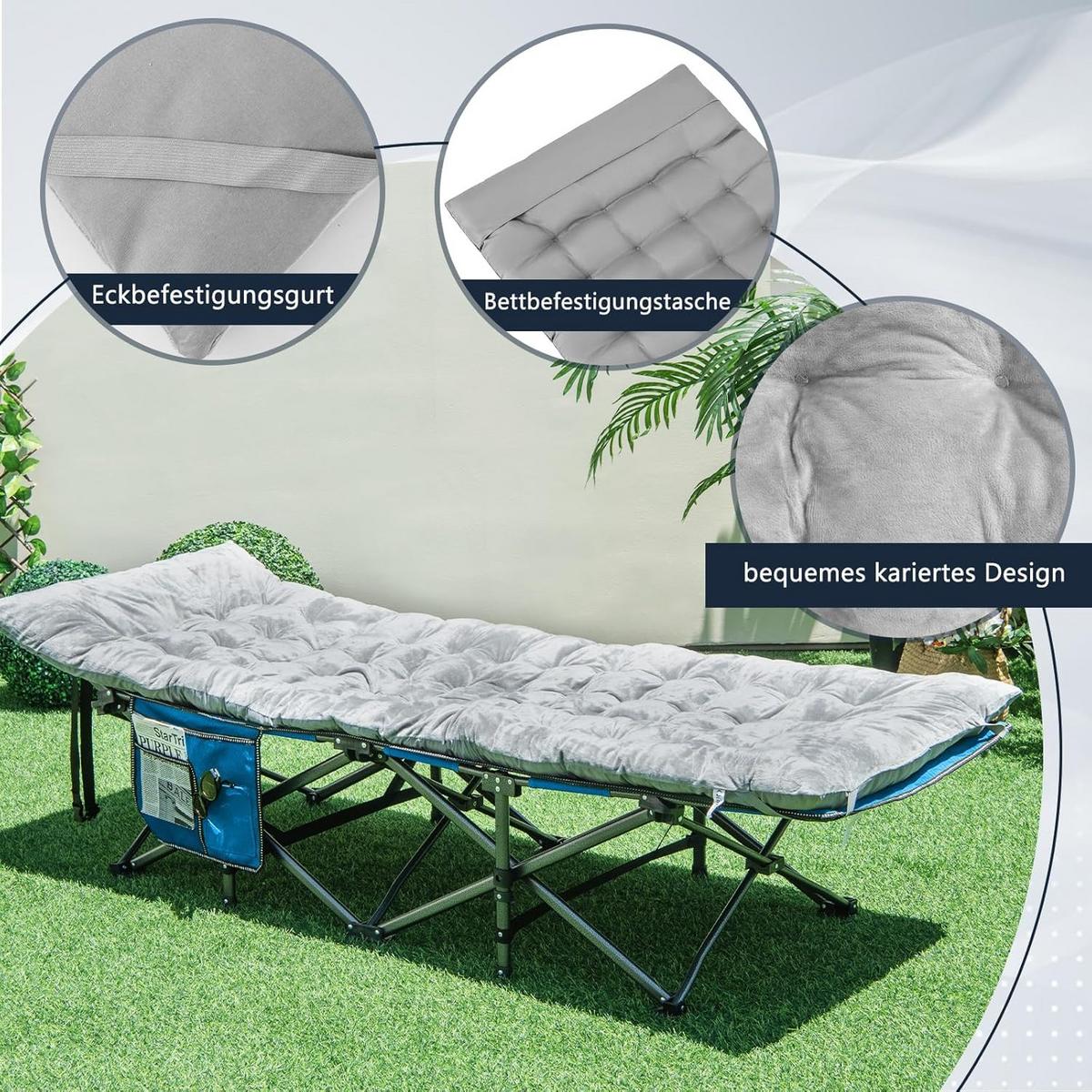 BAUMWOLLE Auflage Grau - Grau, Textil - COSTWAY