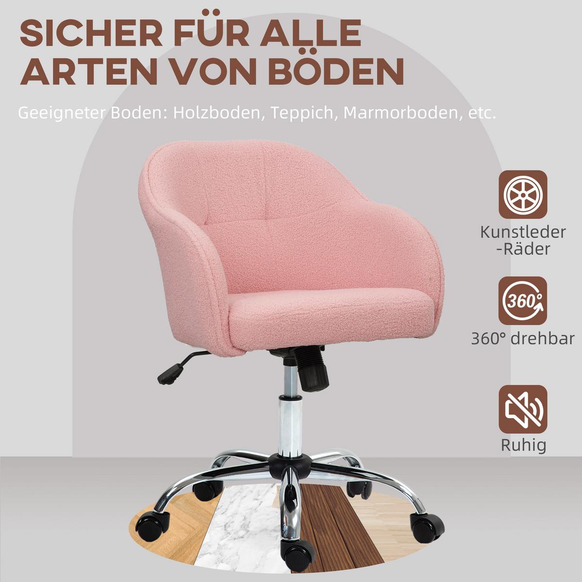 BÜROSTUHL Polyester Kunstleder Rosa - Rosa, Kunststoff (61/86/56cm) - HOMCOM