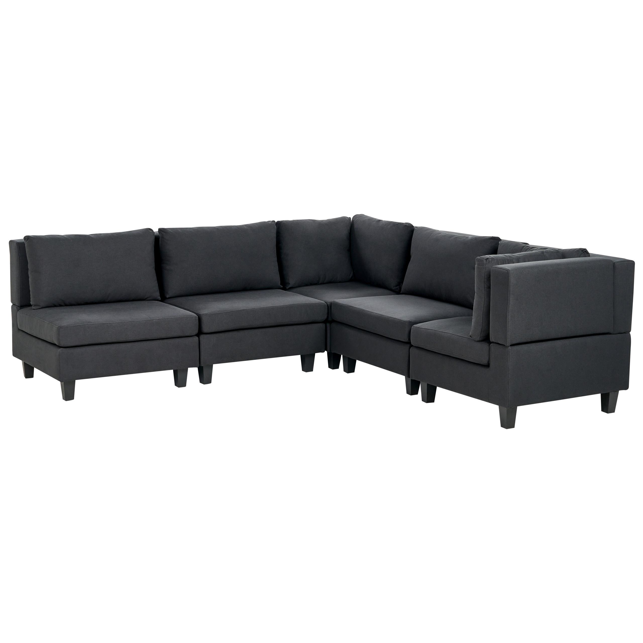 ECKFSOFA Modul 5-Sitzer linksseitig Schwarz Stoff Unstad - Schwarz, Textil (228/228cm) - Beliani