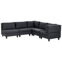 ECKFSOFA Modul 5-Sitzer linksseitig Schwarz Stoff Unstad - Schwarz, Textil (228/228cm) - Beliani