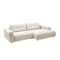 ECKSOFA XL MIKA Cremeweiß Cord - Creme/Schwarz, Kunststoff/Textil (296/167cm) - KAWOLA