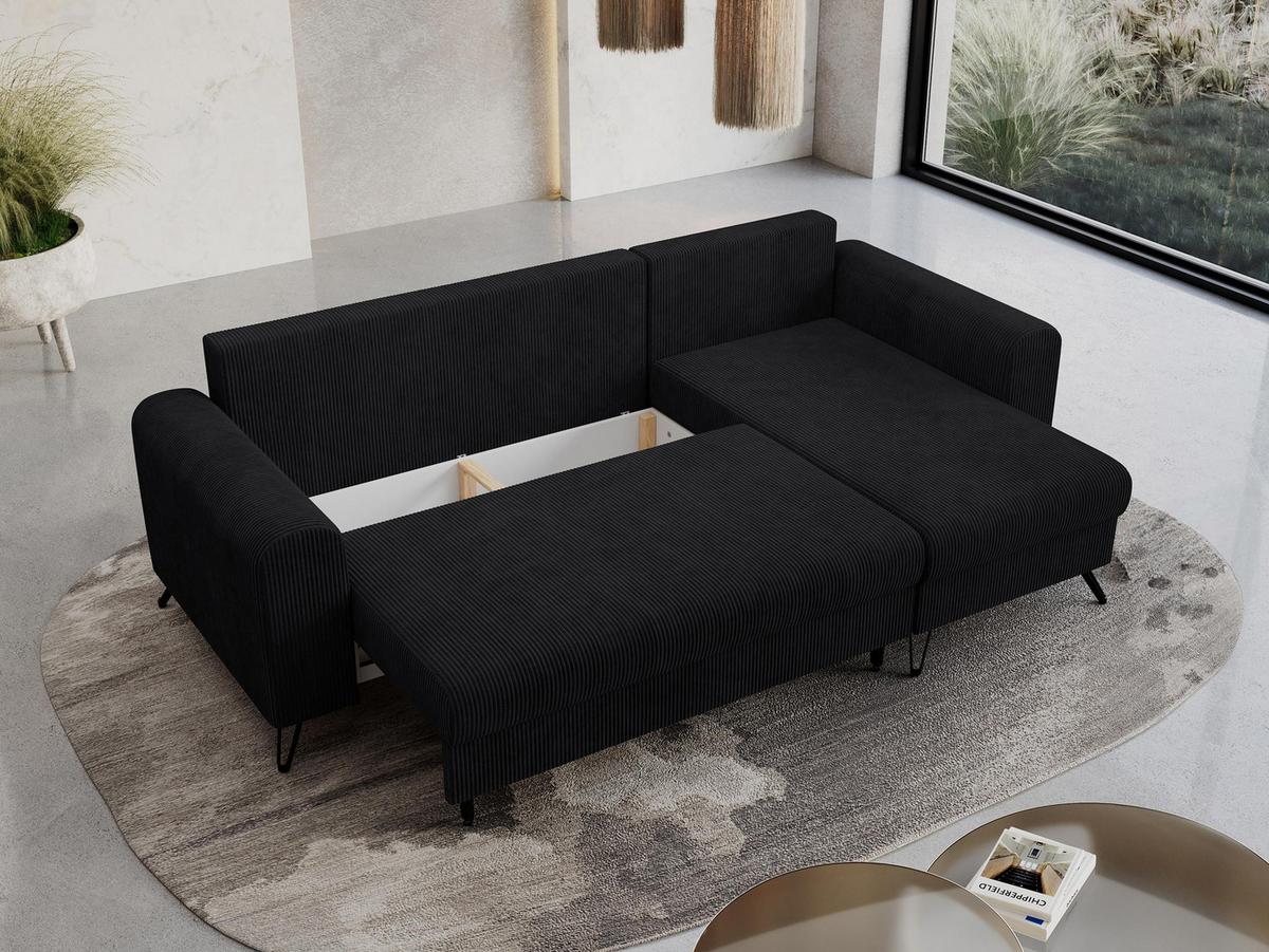 ECKSOFA Hugo Cord Schwarz - Schwarz, Textil/Metall (242/140cm) - MKS