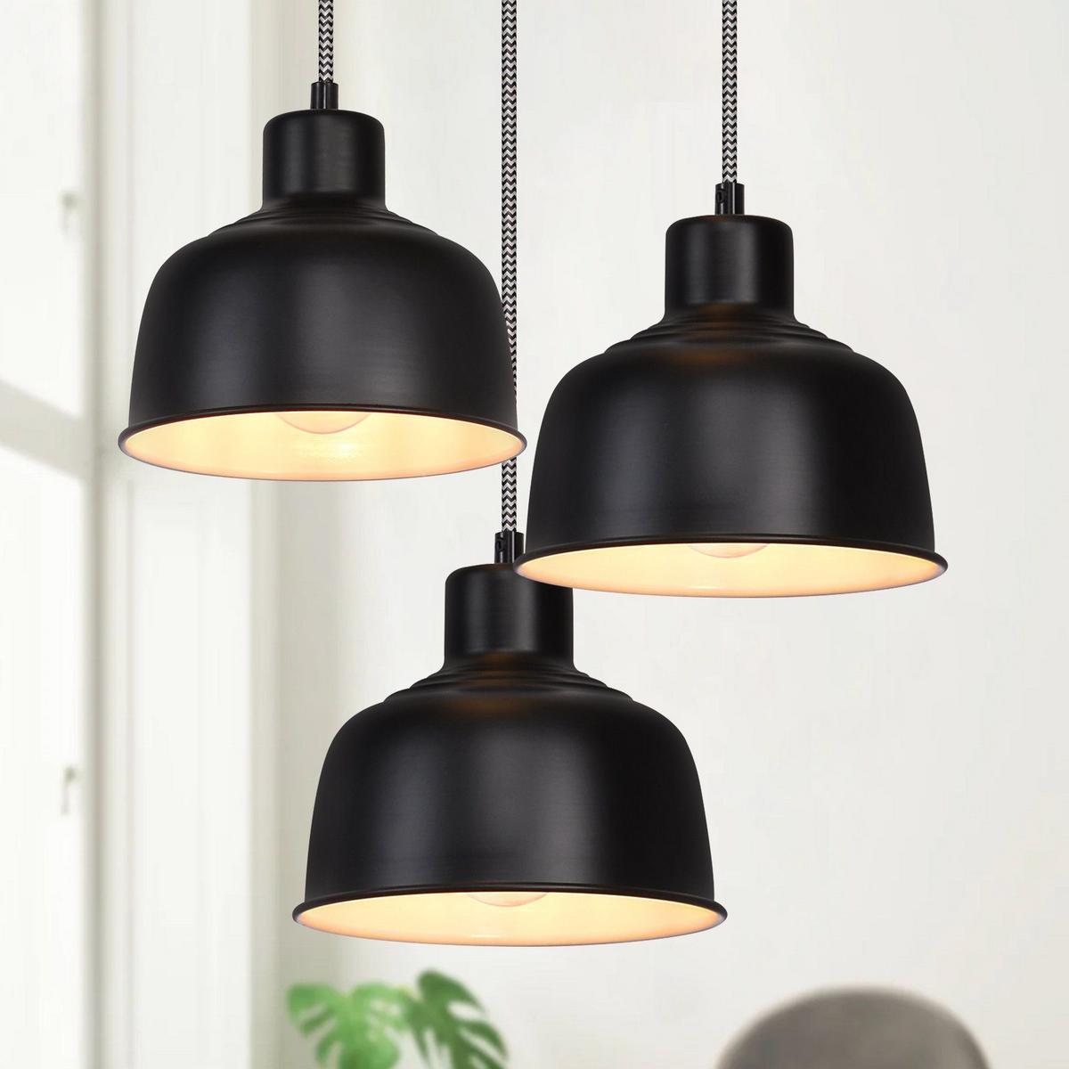 PENDELLEUCHTE Selma 3-flammig 10/18/170 cm - Schwarz, Metall (10/18/170cm) - Nettlife