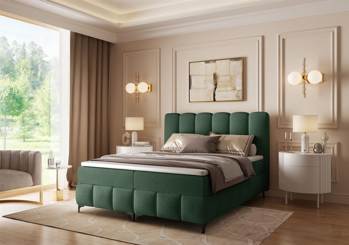 BOXBETT Isabel - Grün, Holzwerkstoff/Textil (160/200cm) - Fun Möbel