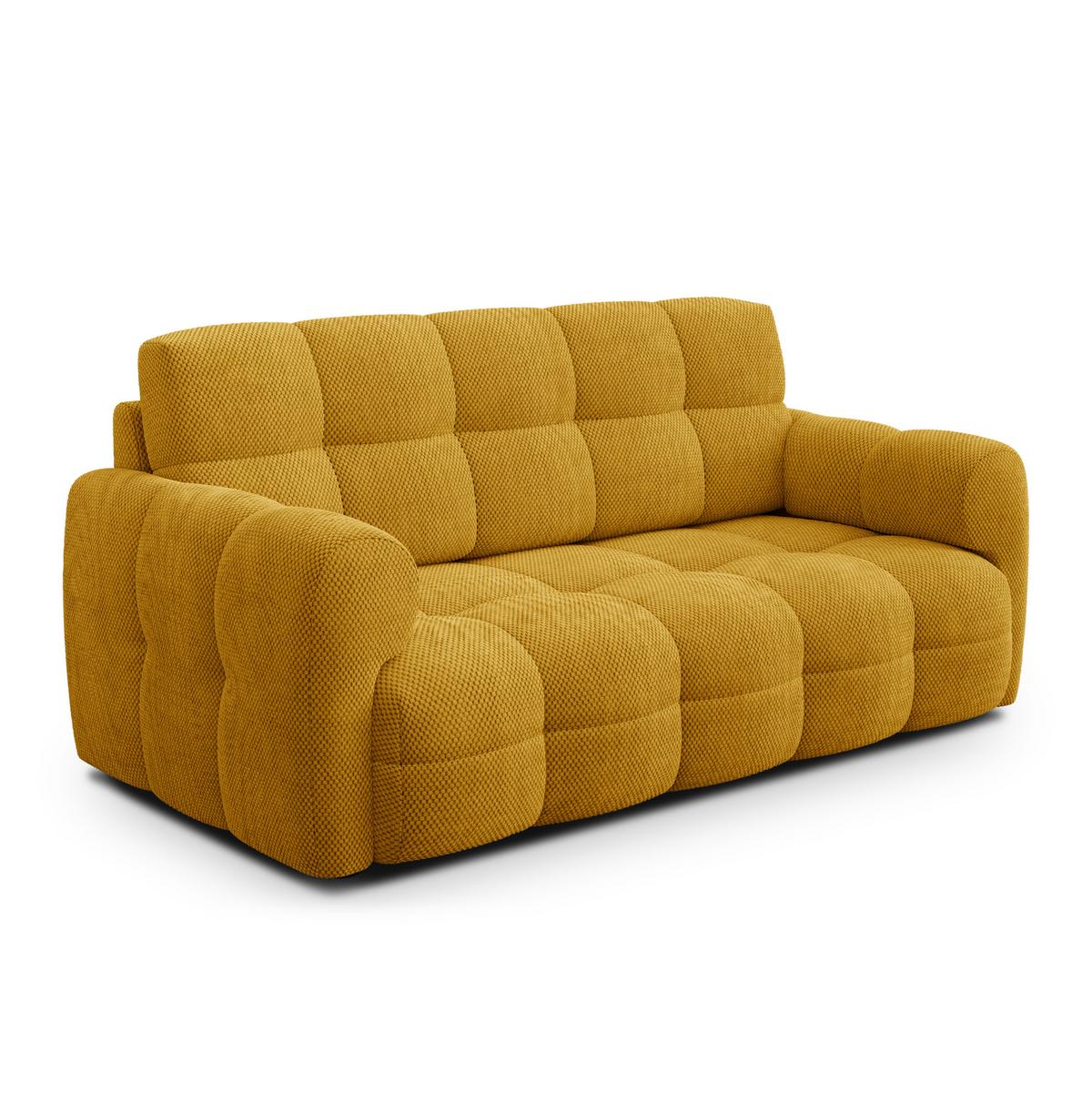 SOFA MELLOW 2,5-Sitzer, safran - Gelb/Schwarz, Holz/Textil (183/87/98cm) - Wozimo