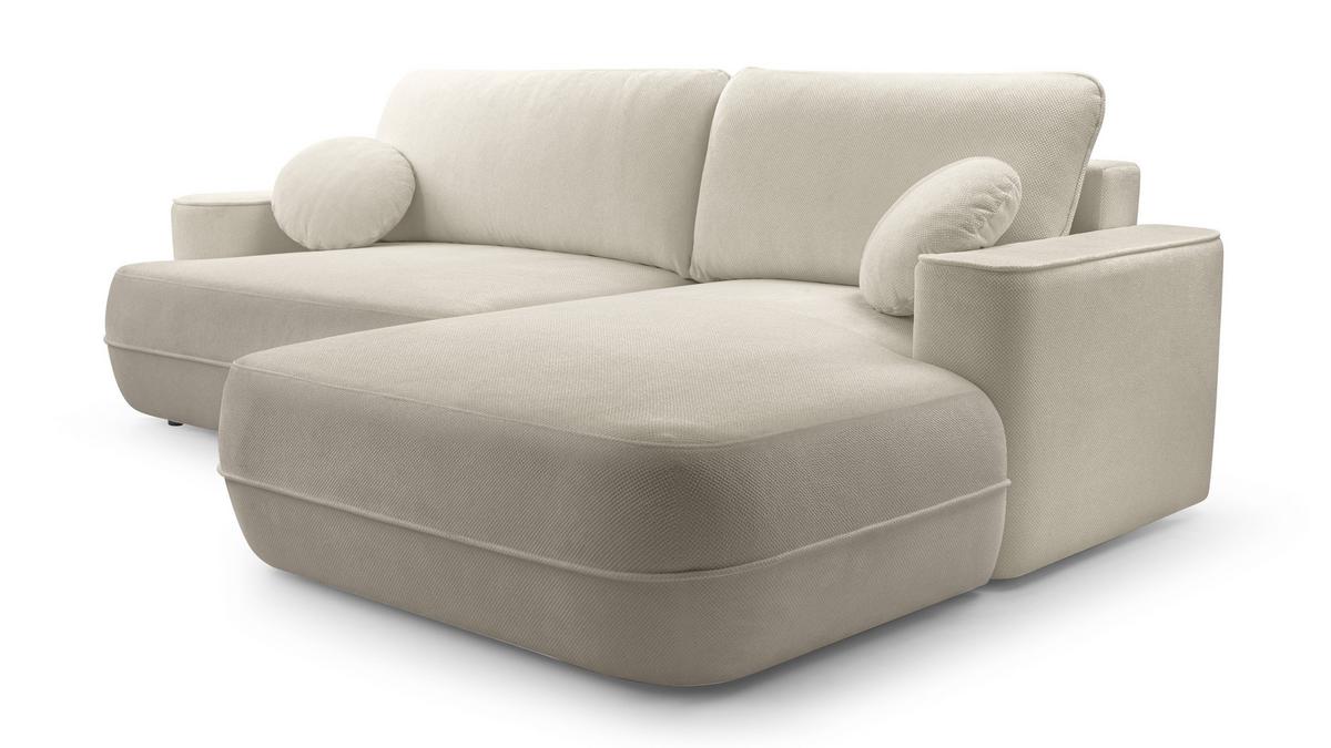 ECKCOUCH L Form Peoni Beige 267/168/87 cm mit Schlaffunktion R - Beige/Schwarz, Kunststoff/Textil (267/168cm) - AX Living