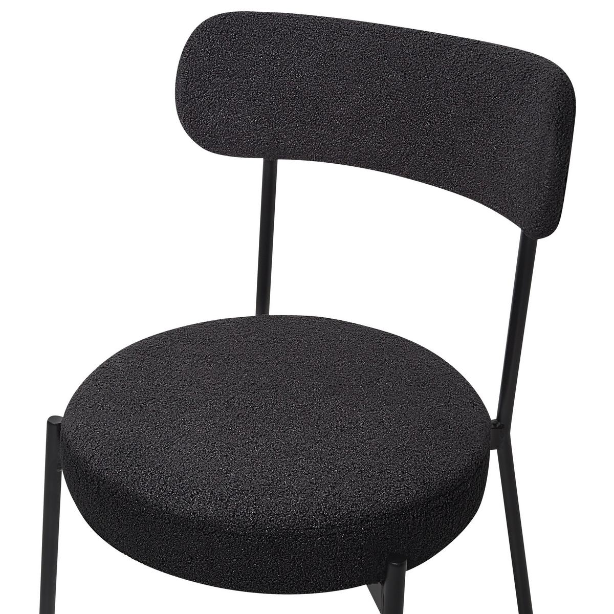 ESSZIMMERSTUHL 2er-Set Bouclé Schwarz Allison - Schwarz, Textil (47/77/52cm) - Beliani